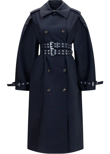 Palton Double-breasted cotton Trench Coat with double belt