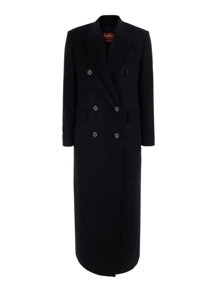 Palton 'EFFIGE' black Double-breasted coat with wide lapels in wool for women