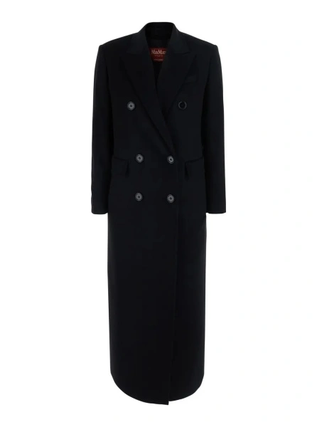 Palton 'EFFIGE' black Double-breasted coat with wide lapels in wool for women