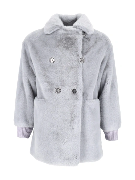 Palton LINED FAUX FUR JACKET WITH KNITTED INSERTS