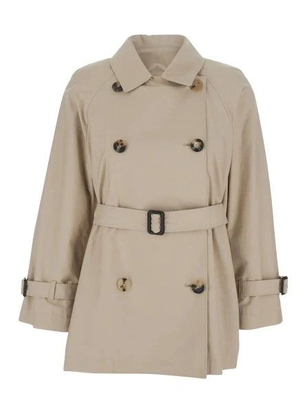 Palton Max Mara bej din bumbac