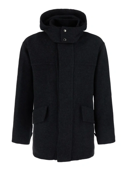Palton Men's Coat with collar, long sleeves and pockets Grey Man