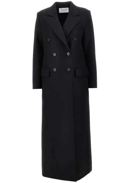Palton Pressed wool long double-breasted coat