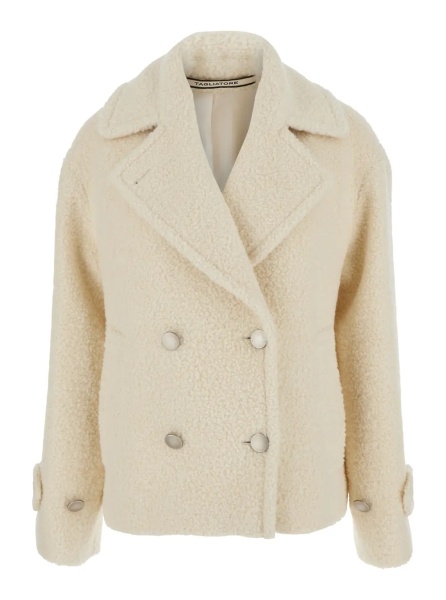 Palton SHORT COAT with collar and long sleeves in Tech Fabric white women