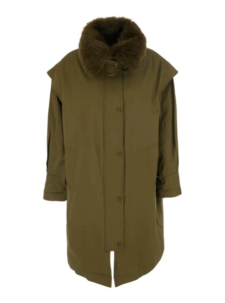 Palton TWINSET verde din bumbac