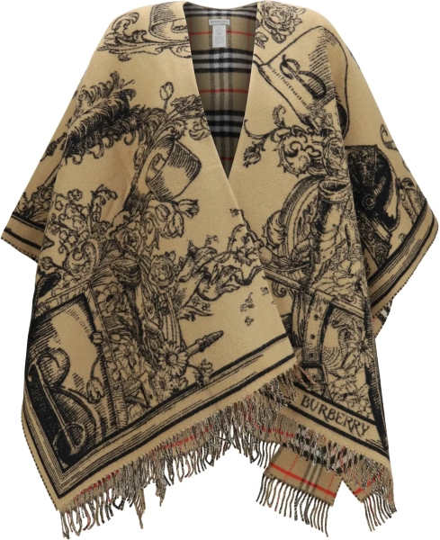 Palton Wool Knight-motif Cape