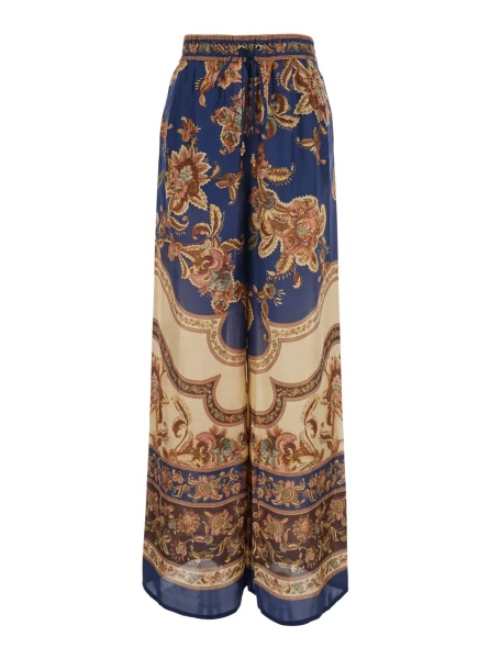 Pantaloni 'Aster ' Multicolor Pants with elasticated drawstring waist and all-over print in silk for women