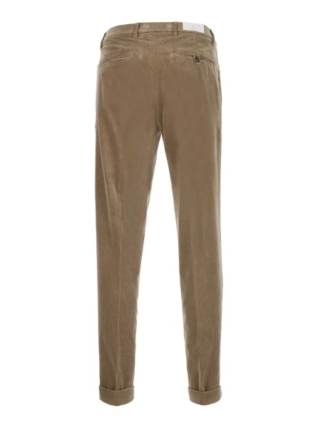 Pantaloni beige Pants with Pleat Details and Side Pockets in velvet for Men