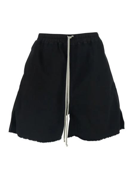 Pantaloni Black Shorts with elasticated drawstring waist and zip at the back in cotton for men