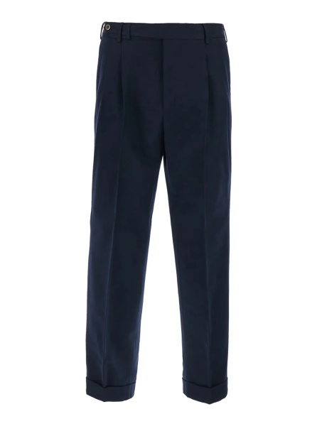 Pantaloni Blue Pants with Belt Loops and Front Pleats in Fabric for Men