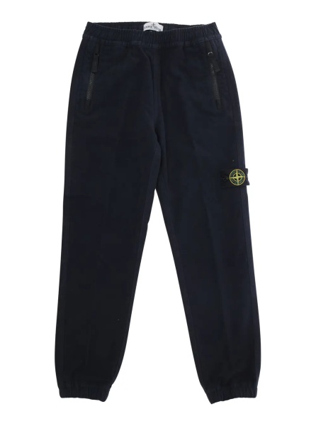 Pantaloni Blue Pants with Elastic Waist and Logo Patch on the Front in Cotton Stretch Boy