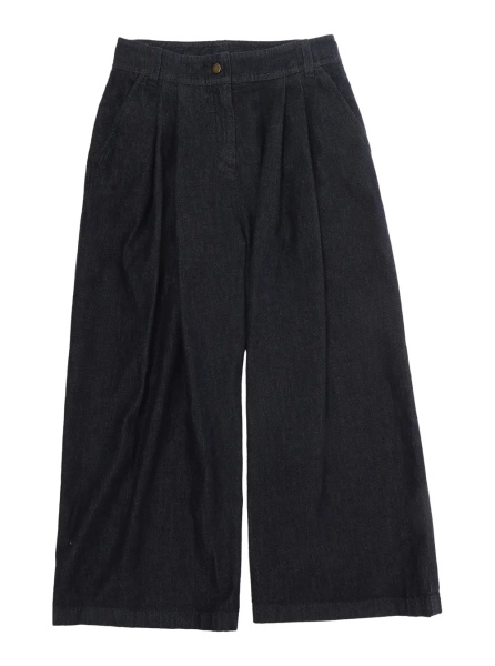 Pantaloni Blue Pants with logo patch on the back and wide leg in cotton Girl