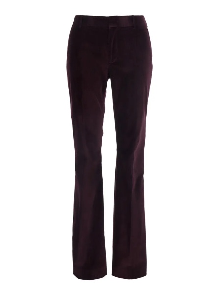 Pantaloni Burgundy Straight Leg Pants with Five-Pocket design in Corduroy for Women