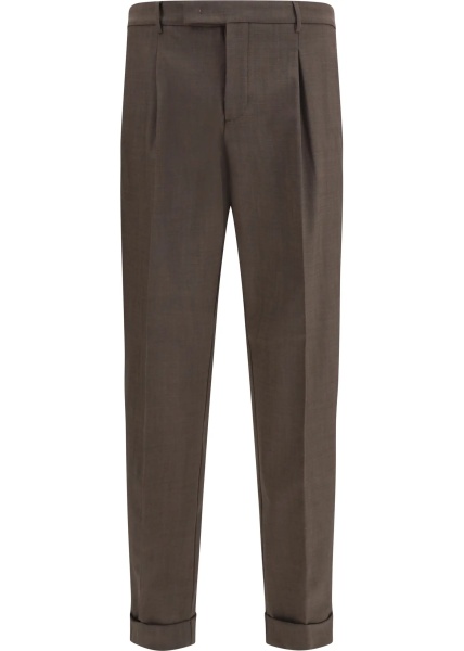 Pantaloni Carrot fit single pleat Pants in virgin wool