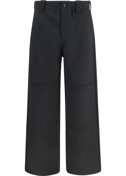Pantaloni casual Kenzo negri din lana virgina