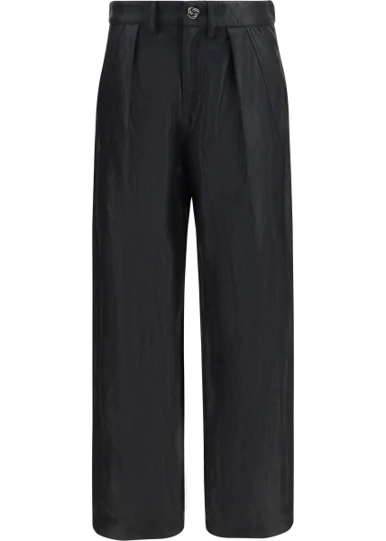 Pantaloni casual KRISTINA TI negri din piele ecologica