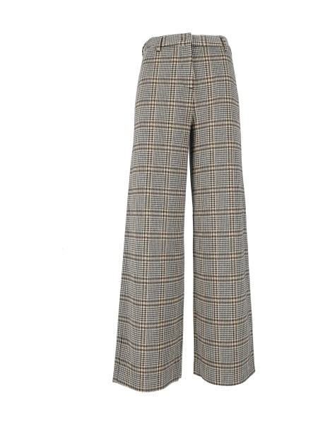 Pantaloni CHECK JERSEY WIDE LEG PANTS WITH GOLD BUTTONS