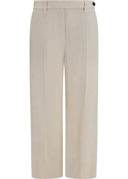 Pantaloni Cigarette Pants in fluid viscose and linen twill