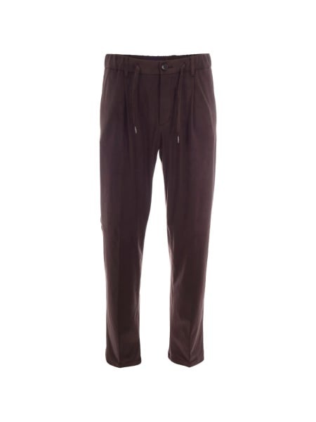 Pantaloni conici Herno maro din spandex/elastan si polyester