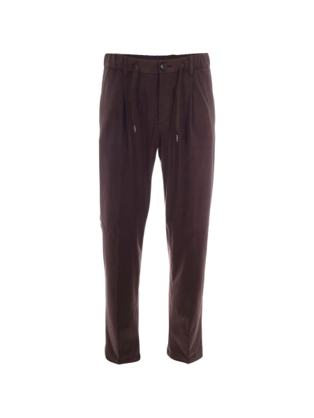 Pantaloni conici Herno maro din spandex/elastan si polyester