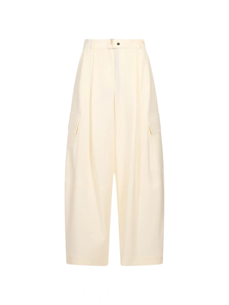 Pantaloni conici P.A.R.O.S.H. albi din material textil