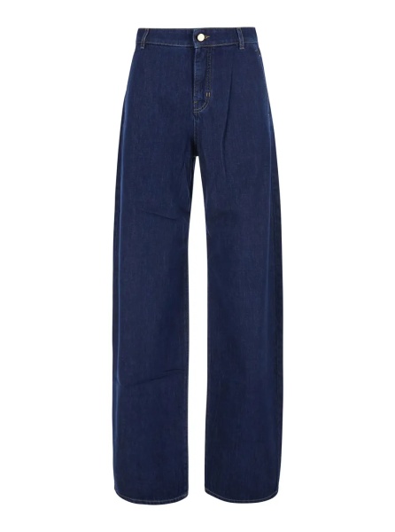 Pantaloni 'Conico' Blue High-Waisted Jeans with Contrasting Stitching in Denim for Women