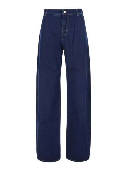 Pantaloni 'Conico' Blue High-Waisted Jeans with Contrasting Stitching in Denim for Women