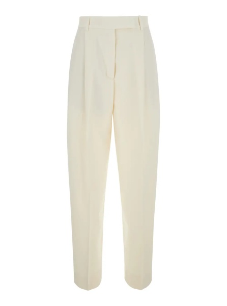 Pantaloni 'Daria' White Pants with Single Pleat on the Front and Tapered Leg in Wool for Women