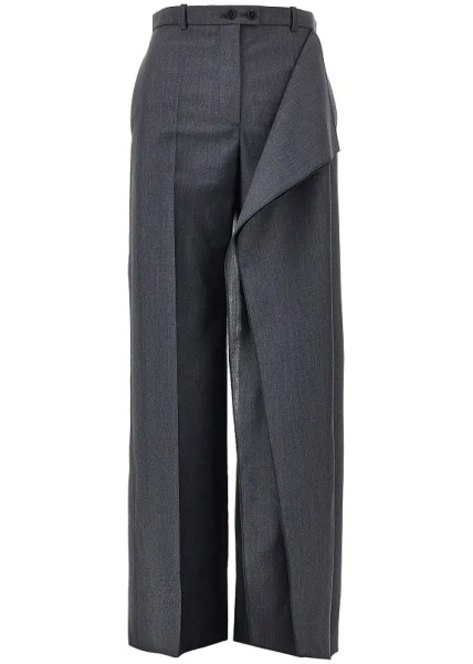 Pantaloni Draped-effect fil-à-fil wool pants
