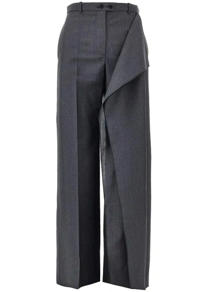 Pantaloni Draped-effect fil-à-fil wool pants