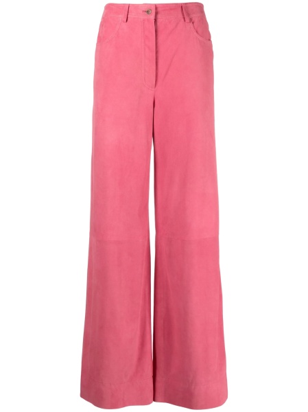 Pantaloni evazati Alberta Ferretti roz din piele