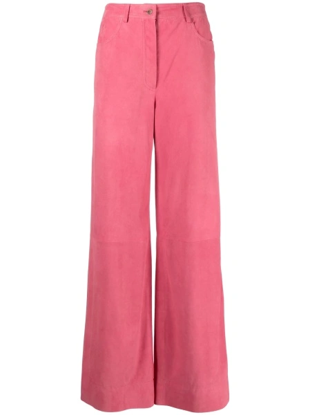Pantaloni evazati Alberta Ferretti roz din piele