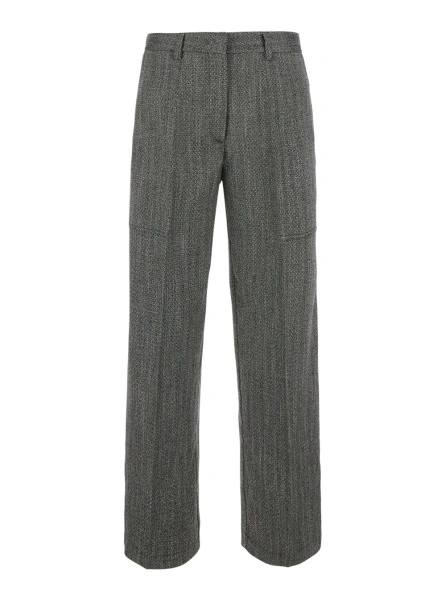 Pantaloni Gray pants with all-over Chevron motif in viscose blend for women