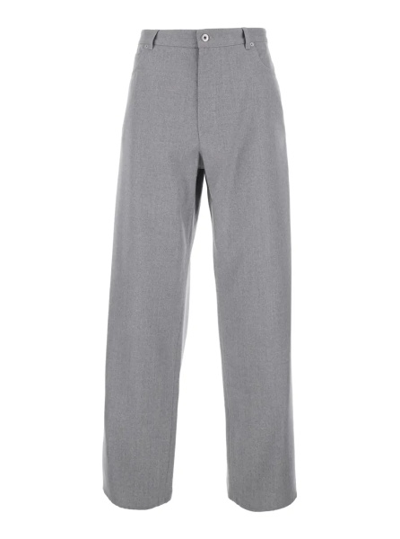 Pantaloni grey Pants with front closure and Patch pockets in wool for men