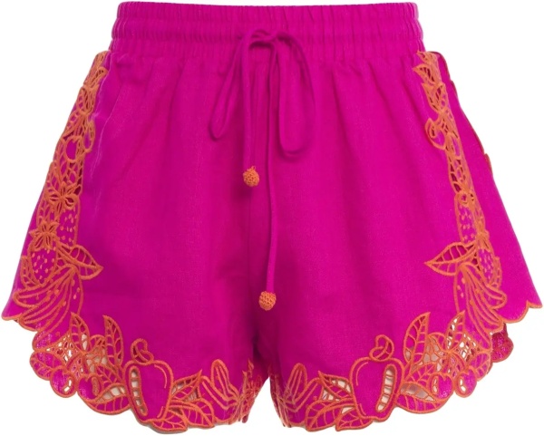 Pantaloni Linen shorts with embroidery