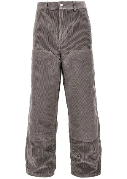 Pantaloni Mfpen gri din catifea reiata