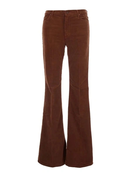 Pantaloni MOTHER maro din elastan si bumbac