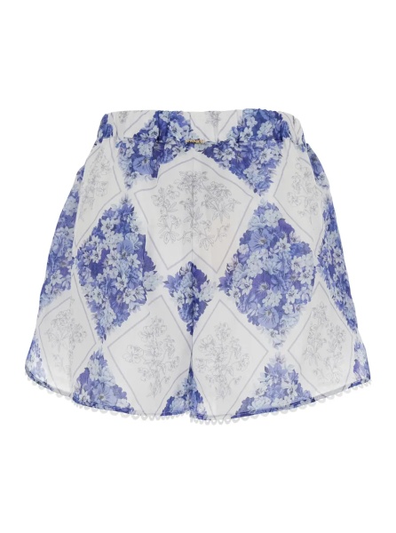 Pantaloni Multicolor Shorts with All-Over Geometric Floral Print and Scallop Hem in Ramiè Woman