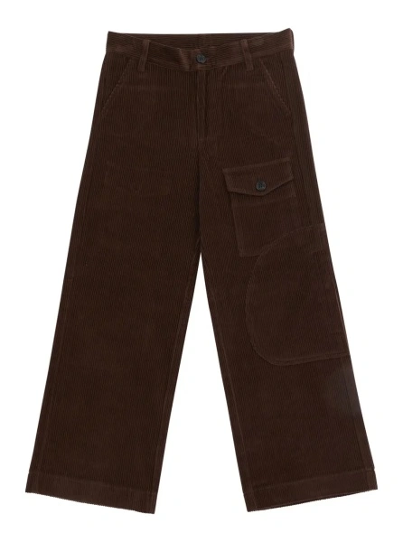 Pantaloni N°21 Kids maro din catifea reiata