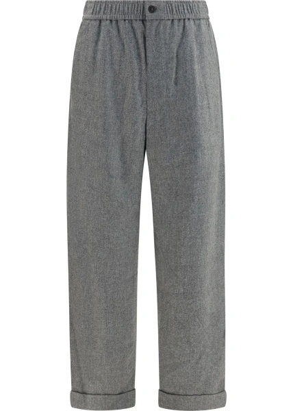 Pantaloni Oversized Pants in wool and cashmere with denim effect