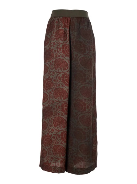 Pantaloni 'Pansy' Red Pants with Elastic Waist and All-Over Print in Cupro and Viscose Blend Women