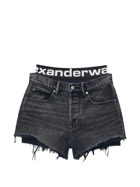 Pantaloni scurti Alexander Wang gri din bumbac