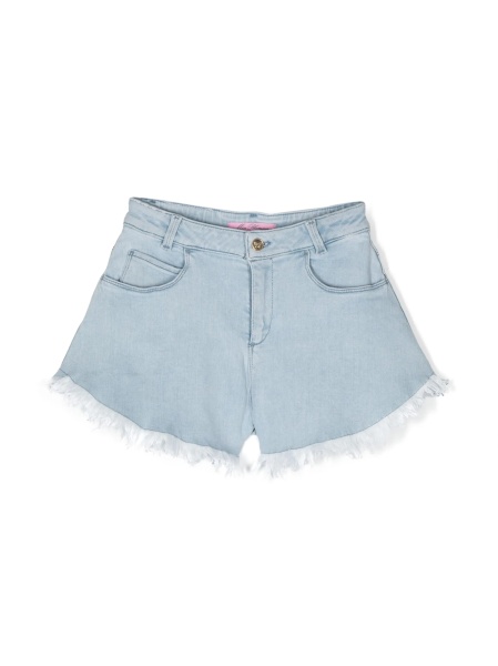 Pantaloni scurti Blumarine albastri din bumbac si spandex/elastan