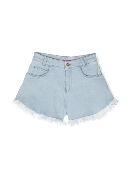 Pantaloni scurti Blumarine albastri din bumbac si spandex/elastan