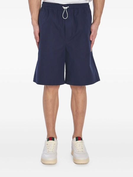 Pantaloni scurti Gucci albastri din poliuretan si bumbac