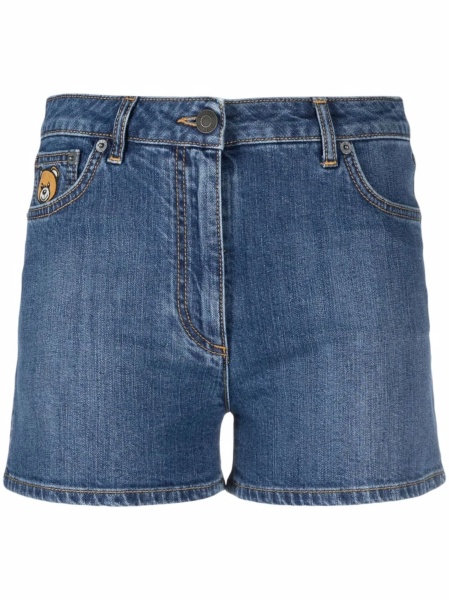 Pantaloni scurti Moschino albastri din bumbac si spandex/elastan