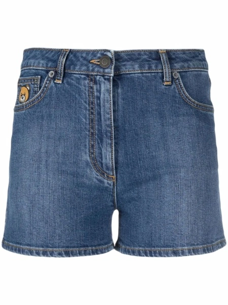 Pantaloni scurti Moschino albastri din bumbac si spandex/elastan