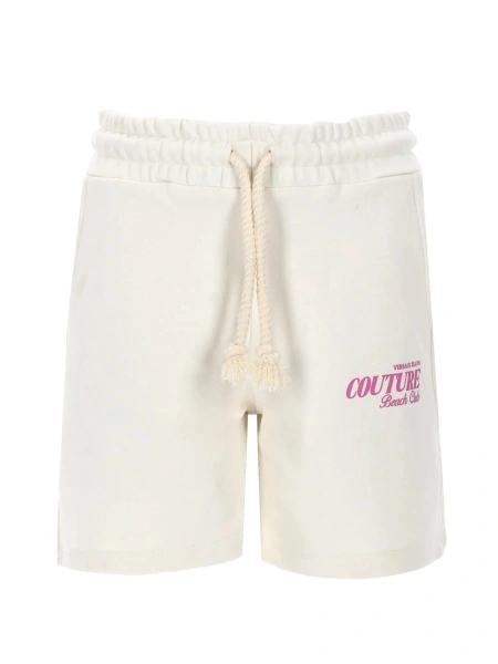 Pantaloni scurti Versace Jeans Couture albi din bumbac