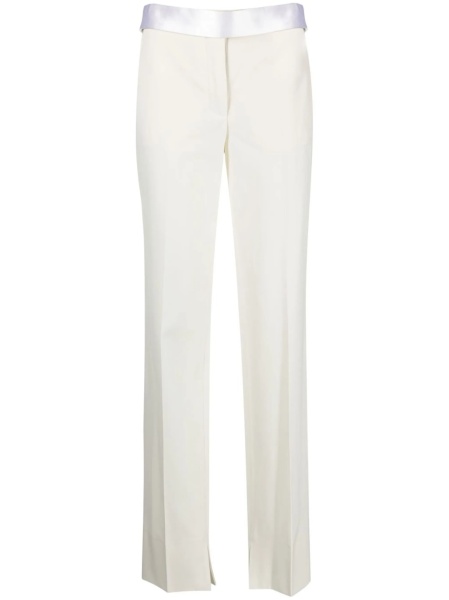 Pantaloni slim fit Stella McCartney neutri din lana si poliester reciclat
