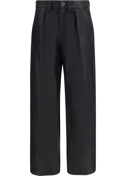 Pantaloni Straight-leg faux leather Pants with vintage effect
